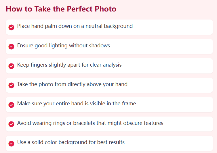Prepare hand photo