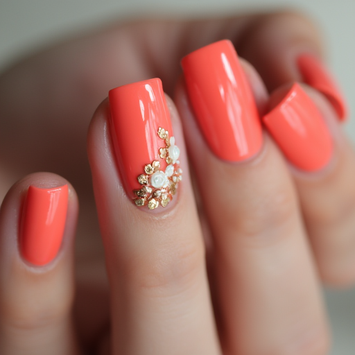 Floral accent nail design