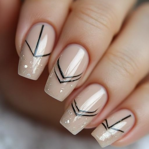 Geometric blue nails