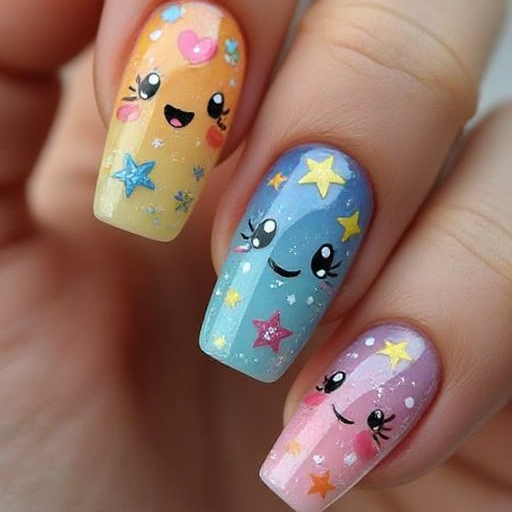 Floral accent nails